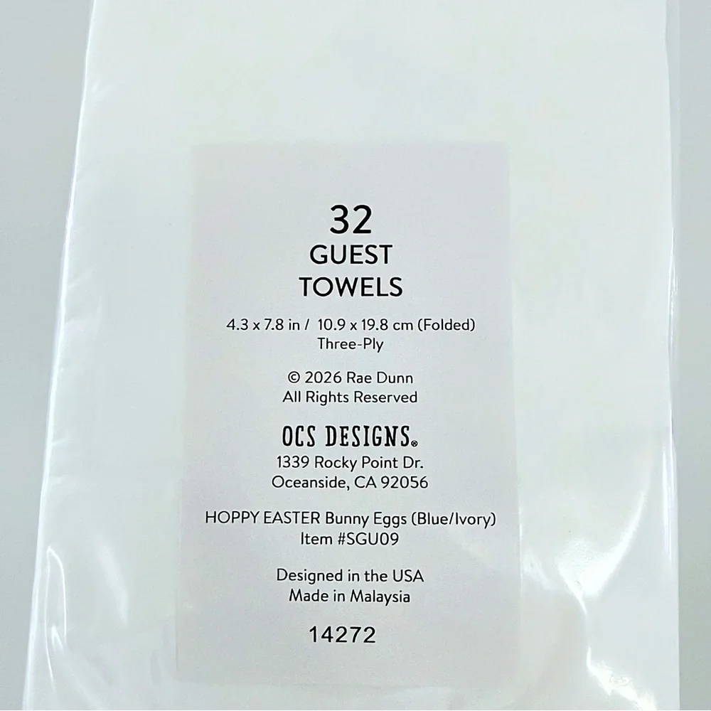 Rae Dunn HOPPY EASTER 32 Piece Disposable Guest Towels
